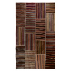 Adjustable Size Vintage Turkish Patchwork Rug, Overize Kilim, Handmade Striped Wool Carpet