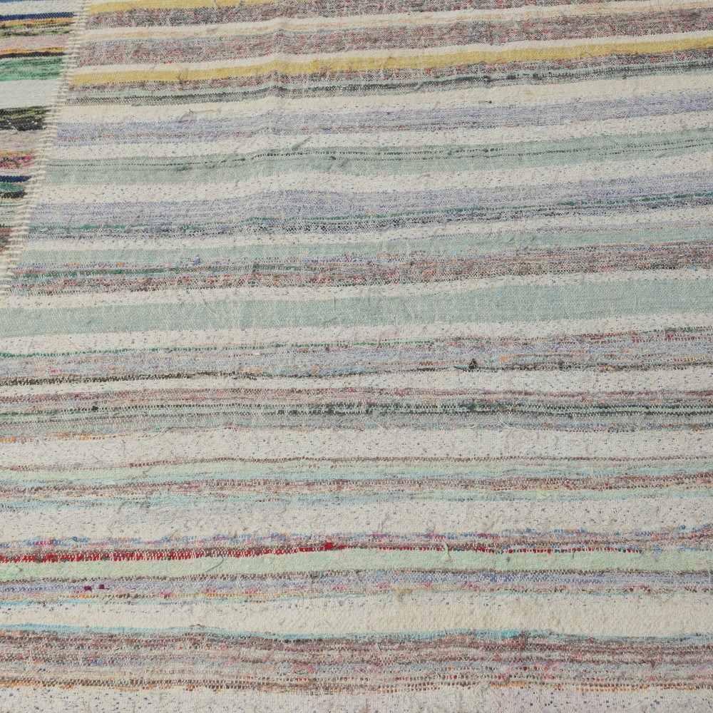 Adjustable Vintage Banded Cotton Kilim. Flat-Weave Rag Rug. Colorful Large Carpet Adjustable Vintage Banded Cotton Kilim. Flat-Weave Rag Rug. Colorful Large Carpet
