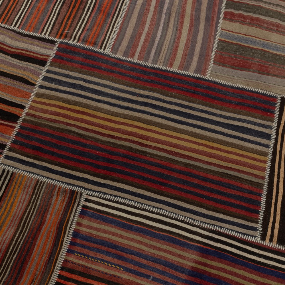 Adjustable Size Vintage Turkish Patchwork Rug, Overize Kilim, Handmade Striped Wool Carpet Adjustable Size Vintage Turkish Patchwork Rug, Overize Kilim, Handmade Striped Wool Carpet