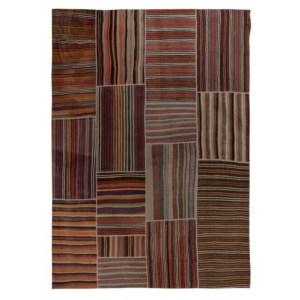 Adjustable Size Vintage Turkish Patchwork Rug, Overize Kilim, Handmade Striped Wool Carpet Adjustable Size Vintage Turkish Patchwork Rug, Overize Kilim, Handmade Striped Wool Carpet