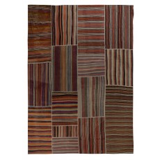 Adjustable Size Vintage Turkish Patchwork Rug, Overize Kilim, Handmade Striped Wool Carpet