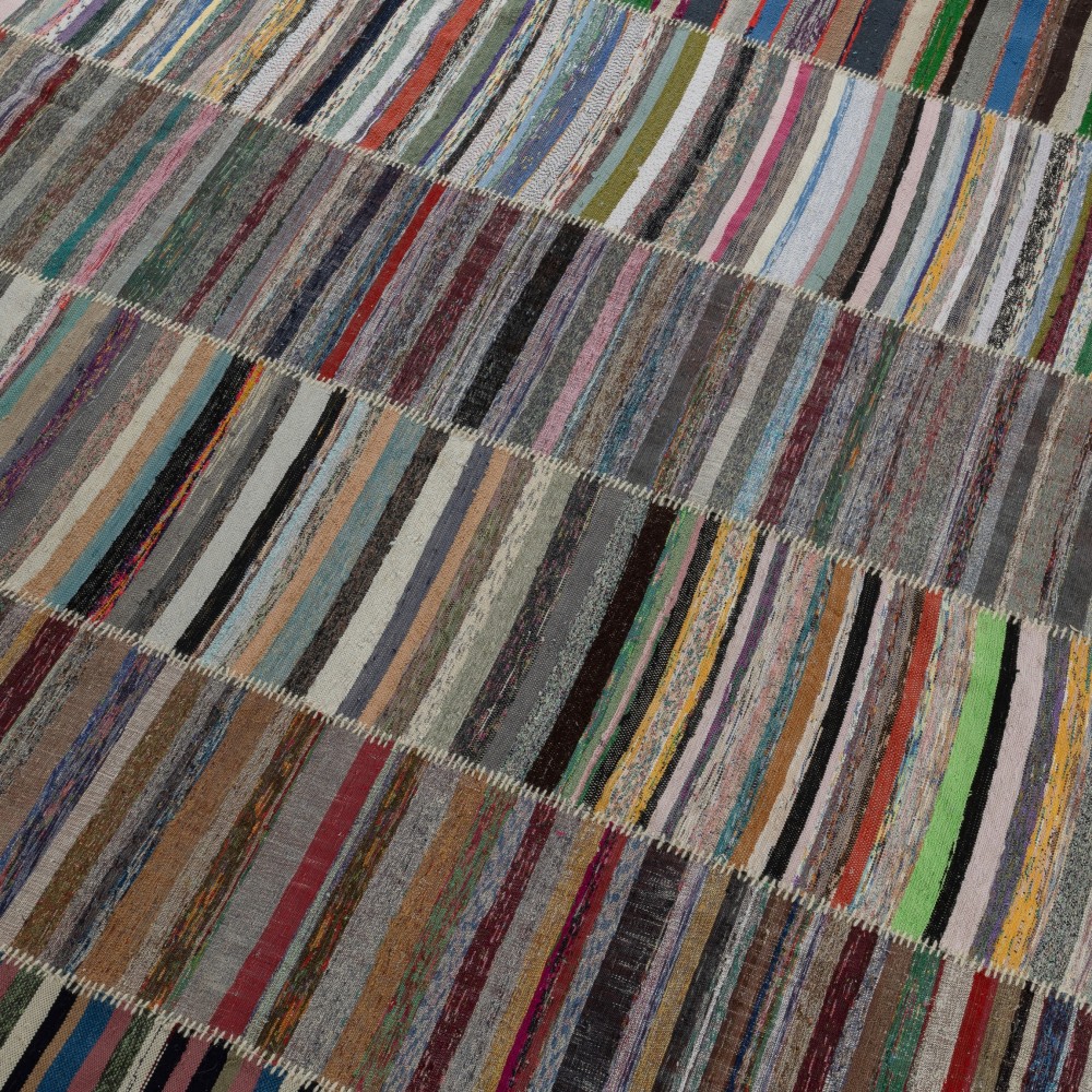 Adjustable Vintage Banded Oversize Kilim. Flat-Weave Rag Rug. Colorful Cotton Carpet Adjustable Vintage Banded Oversize Kilim. Flat-Weave Rag Rug. Colorful Cotton Carpet