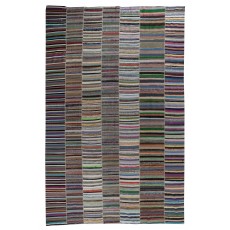 Adjustable Vintage Banded Oversize Kilim. Flat-Weave Rag Rug. Colorful Cotton Carpet