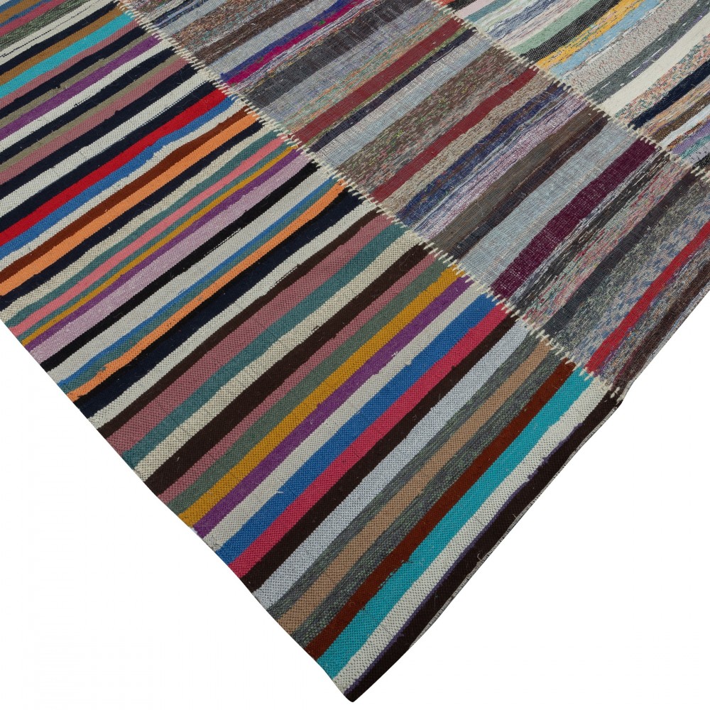 Adjustable Vintage Banded Oversize Kilim. Flat-Weave Rag Rug. Colorful Cotton Carpet Adjustable Vintage Banded Oversize Kilim. Flat-Weave Rag Rug. Colorful Cotton Carpet