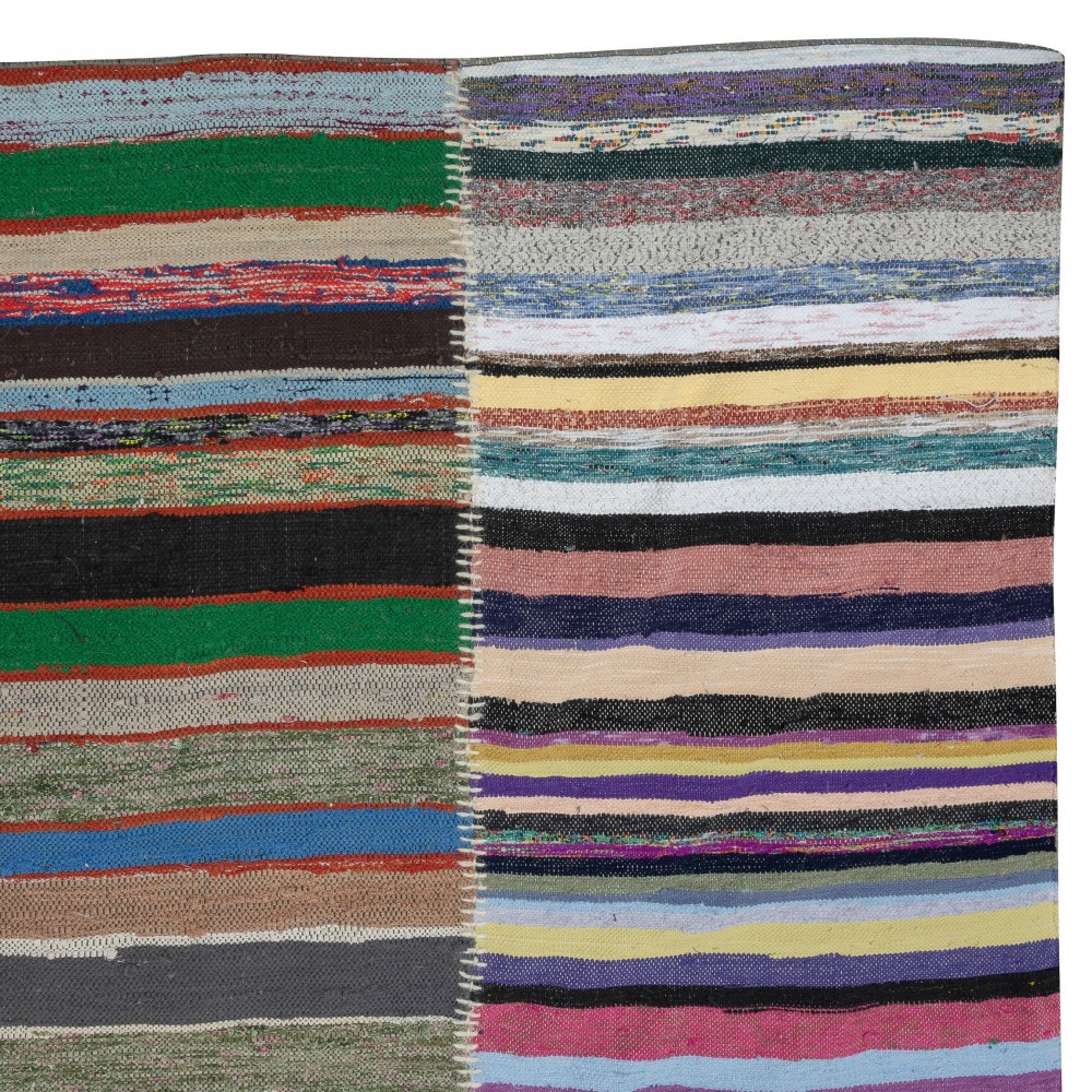 Adjustable Vintage Banded Oversize Kilim. Flat-Weave Rag Rug. Colorful Cotton Carpet Adjustable Vintage Banded Oversize Kilim. Flat-Weave Rag Rug. Colorful Cotton Carpet