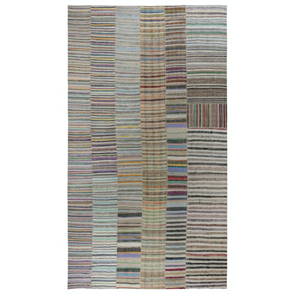 Adjustable Oversize Kilim. Handwoven Cotton Turkish Rag Rug. Vintage Colorful Banded Carpet Adjustable Oversize Kilim. Handwoven Cotton Turkish Rag Rug. Vintage Colorful Banded Carpet