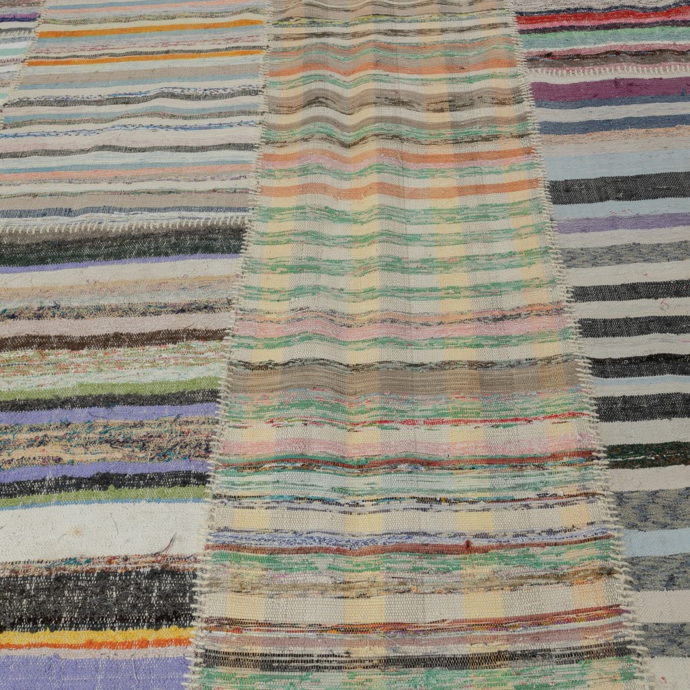 Adjustable Oversize Kilim. Handwoven Cotton Turkish Rag Rug. Vintage Colorful Banded Carpet Adjustable Oversize Kilim. Handwoven Cotton Turkish Rag Rug. Vintage Colorful Banded Carpet