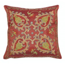 All Silk Cushion Cover. Traditional Toss Pillow. Embroidered Accent Pillow.