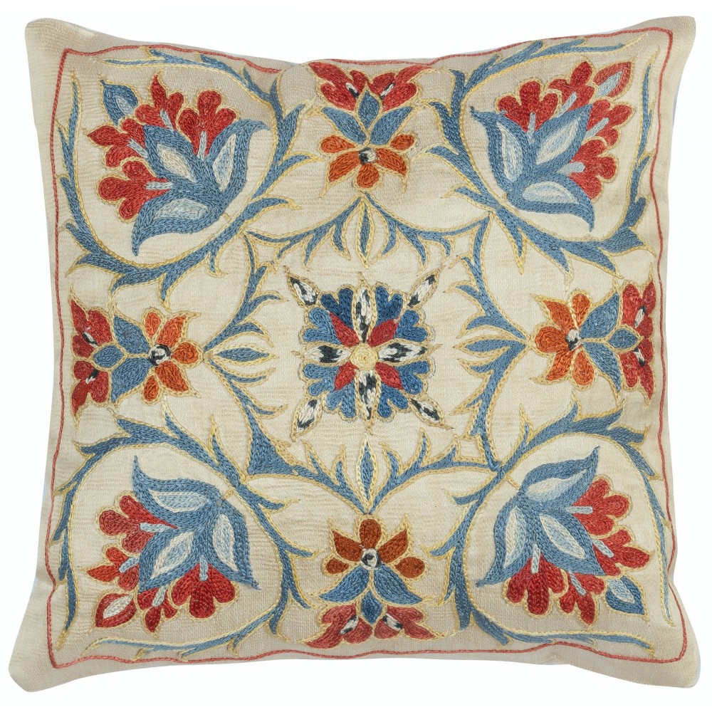 100% Silk Cushion Cover. Traditional Throw Pillow. Hand Embroidered Accent Pillow 100% Silk Cushion Cover. Traditional Throw Pillow. Hand Embroidered Accent Pillow