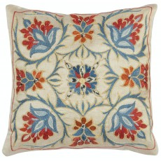 100% Silk Cushion Cover. Traditional Throw Pillow. Hand Embroidered Accent Pillow