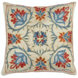 100% Silk Cushion Cover. Traditional Throw Pillow. Hand Embroidered Accent Pillow