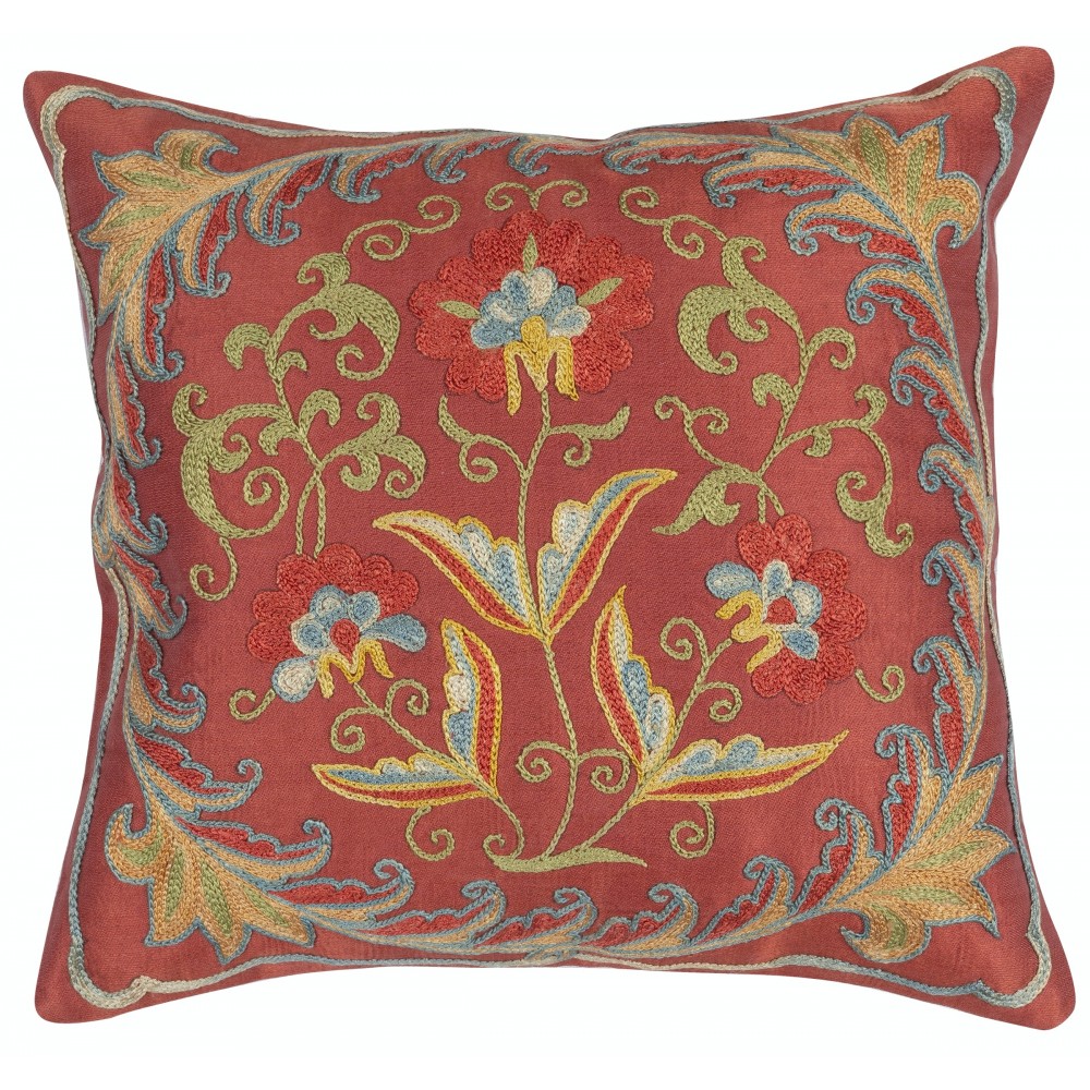 Embroidered All Silk Throw Pillow Cover. Traditional Cushion. Suzani Pillowcase Embroidered All Silk Throw Pillow Cover. Traditional Cushion. Suzani Pillowcase