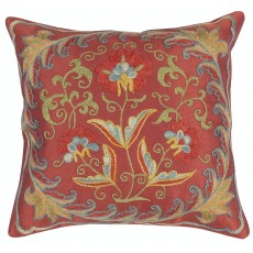 Embroidered All Silk Throw Pillow Cover. Traditional Cushion. Suzani Pillowcase