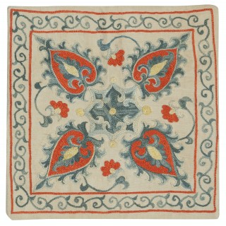 100% Silk Cushion Cover. Traditional Throw Pillow. Embroidered Accent Pillow