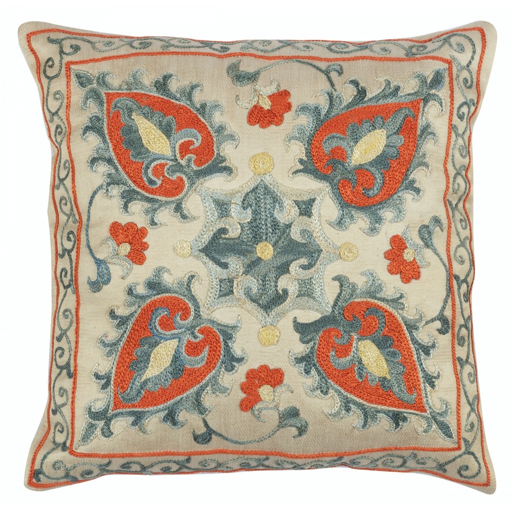 100% Silk Cushion Cover. Traditional Throw Pillow. Embroidered Accent Pillow 100% Silk Cushion Cover. Traditional Throw Pillow. Embroidered Accent Pillow