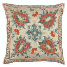 100% Silk Cushion Cover. Traditional Throw Pillow. Embroidered Accent Pillow