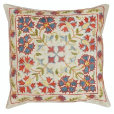 All Silk Cushion Cover. Traditional Toss Pillow. Embroidered Accent Pillow.