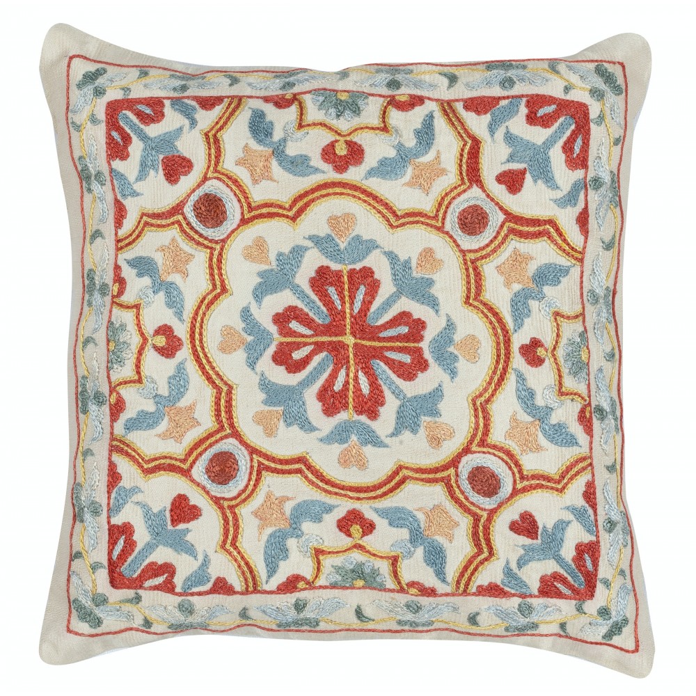 Embroidered 100% Silk Cushion Cover. Suzani Textile Accent Pillow. Handmade Throw Pillow Embroidered 100% Silk Cushion Cover. Suzani Textile Accent Pillow. Handmade Throw Pillow