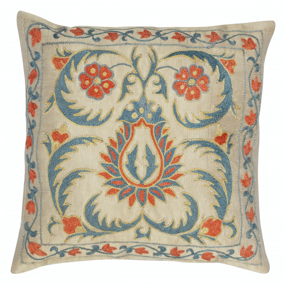 100% Silk Embroidered Cushion Cover. Traditional Accent Pillow. Handmade Throw Pillow 100% Silk Embroidered Cushion Cover. Traditional Accent Pillow. Handmade Throw Pillow