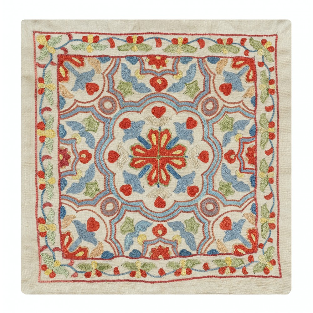 Embroidered 100% Silk Cushion Cover. Traditional Accent Pillow. Uzbek Handmade Throw Pillow Embroidered 100% Silk Cushion Cover. Traditional Accent Pillow. Uzbek Handmade Throw Pillow
