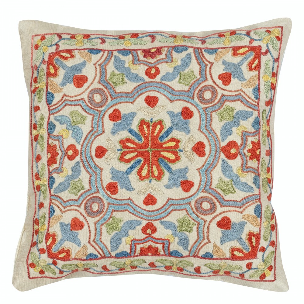 Embroidered 100% Silk Cushion Cover. Traditional Accent Pillow. Uzbek Handmade Throw Pillow Embroidered 100% Silk Cushion Cover. Traditional Accent Pillow. Uzbek Handmade Throw Pillow