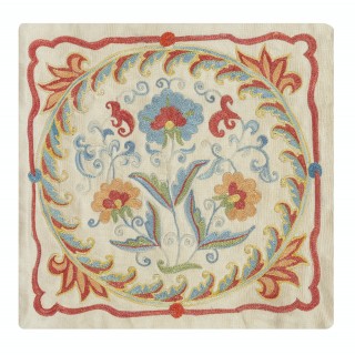 100% Silk Cushion Cover. Traditional Throw Pillow. Embroidered Accent Pillow