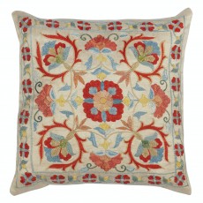 100% Silk Accent Pillow Cover. Traditional Throw Pillow. Hand Embroidered Pillowcase