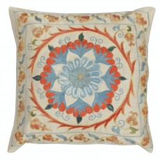 Embroidered 100% Silk Throw Pillow Cover. Traditional Cushion. Handmade Pillowcase