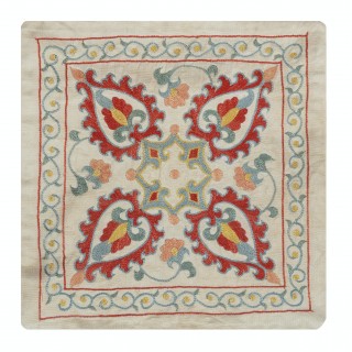 Embroidered 100% Silk Cushion Cover. Traditional Lace Pillow.  Accent Pillow