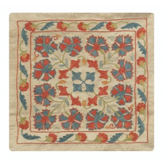 100% Silk Accent Pillow Cover. Traditional Cushion Cover. Embroidered Toss Pillow