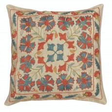100% Silk Accent Pillow Cover. Traditional Cushion Cover. Embroidered Toss Pillow