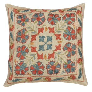 100% Silk Accent Pillow Cover. Traditional Cushion Cover. Embroidered Toss Pillow