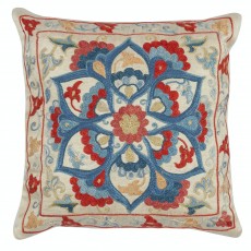 Embroidered 100% Silk Cushion Cover. Traditional Accent Pillow. Handmade Throw Pillow