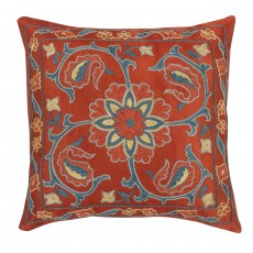 All Silk Cushion Cover. Traditional Toss Pillow. Embroidered Accent Pillow.