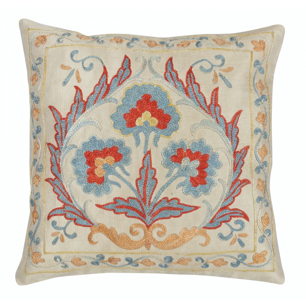 Embroidered 100% Silk Cushion Cover. Traditional Throw Pillow. Suzani Accent Pillow Embroidered 100% Silk Cushion Cover. Traditional Throw Pillow. Suzani Accent Pillow