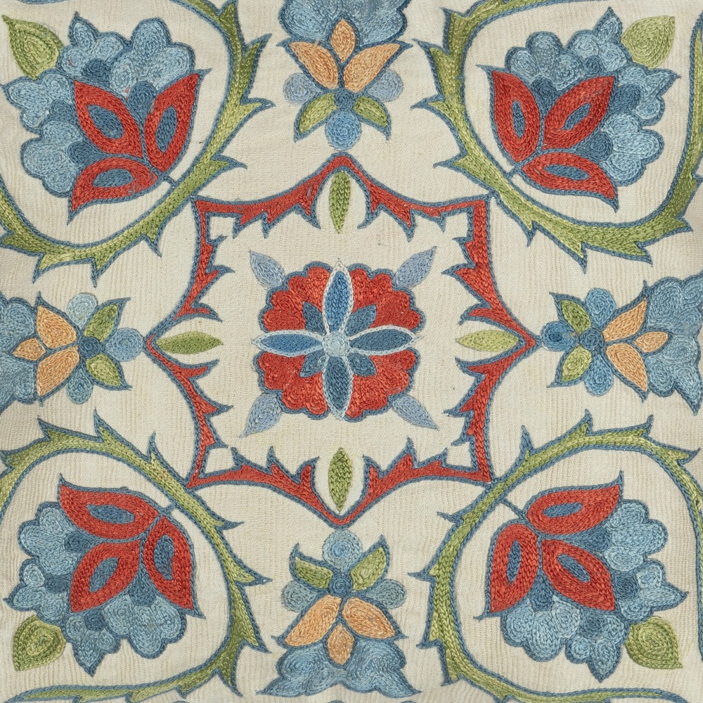 100% Silk Accent Pillow Cover. Traditional Throw Pillow. Embroidered Toss Pillow