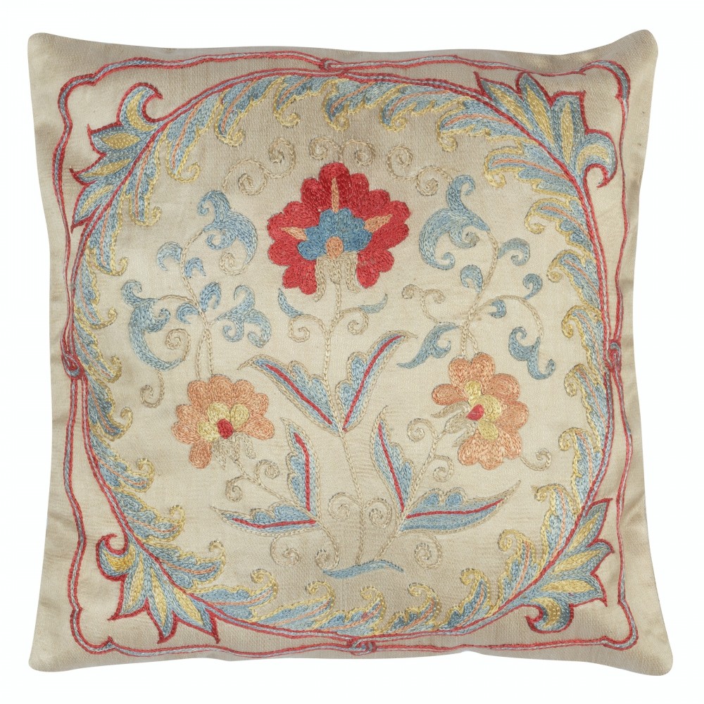 Embroidered 100% Silk Cushion Cover. Traditional Throw Pillow. Suzani Accent Pillow Embroidered 100% Silk Cushion Cover. Traditional Throw Pillow. Suzani Accent Pillow