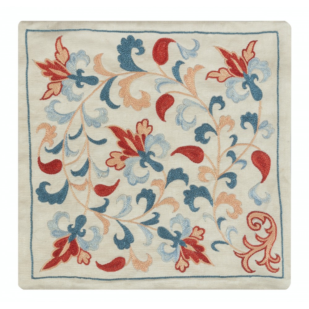 Embroidered 100% Silk Cushion Cover. Traditional Toss Pillow. Suzani Accent Pillow. Throw Pillow Embroidered 100% Silk Cushion Cover. Traditional Toss Pillow. Suzani Accent Pillow. Throw Pillow