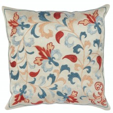 Embroidered 100% Silk Cushion Cover. Traditional Toss Pillow. Suzani Accent Pillow. Throw Pillow