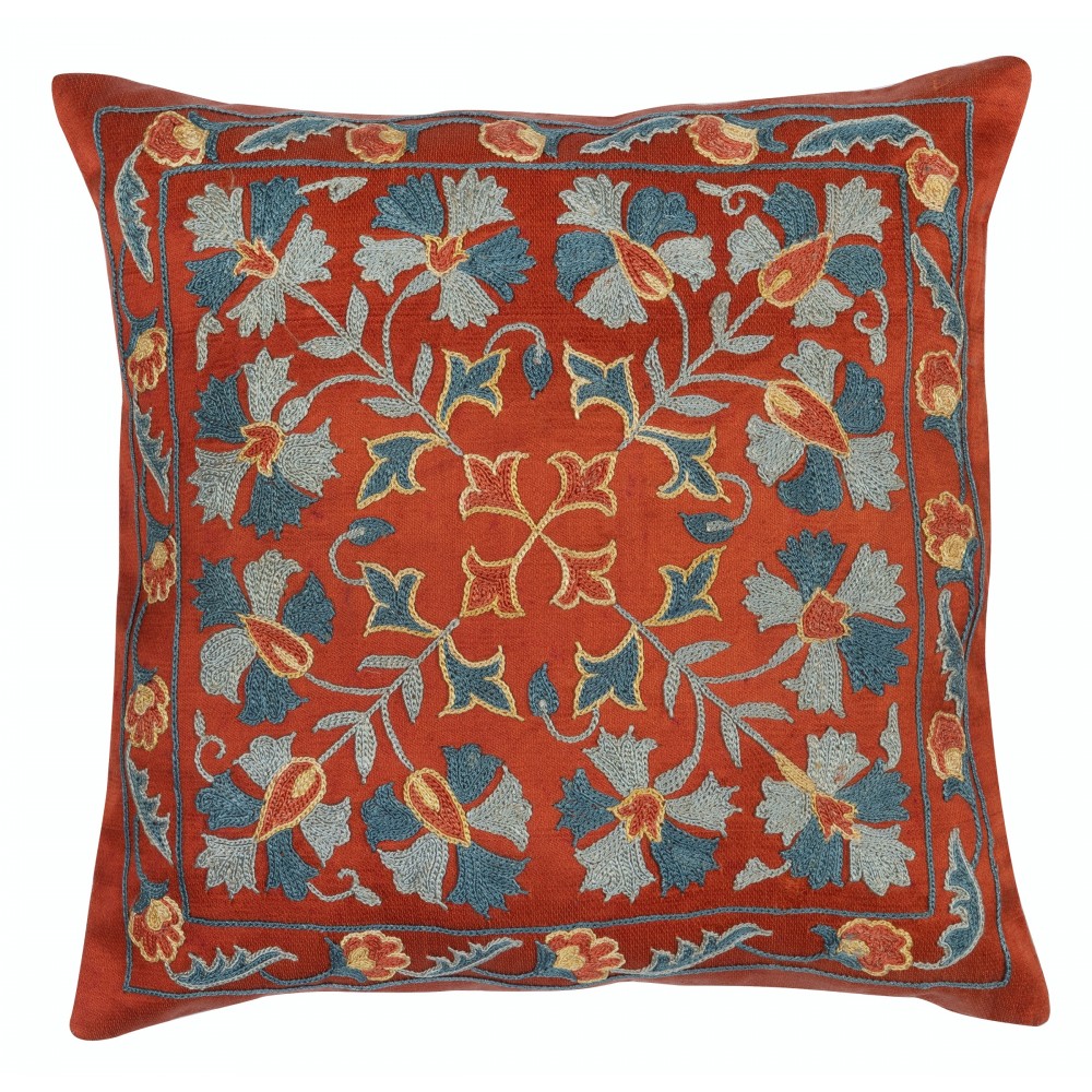 Embroidered 100% Silk Cushion Cover. Traditional Accent Pillow. Handmade Throw Pillow Embroidered 100% Silk Cushion Cover. Traditional Accent Pillow. Handmade Throw Pillow