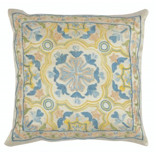 Embroidered 100% Silk Cushion Cover. Traditional Accent Pillow. Handmade Throw Pillow