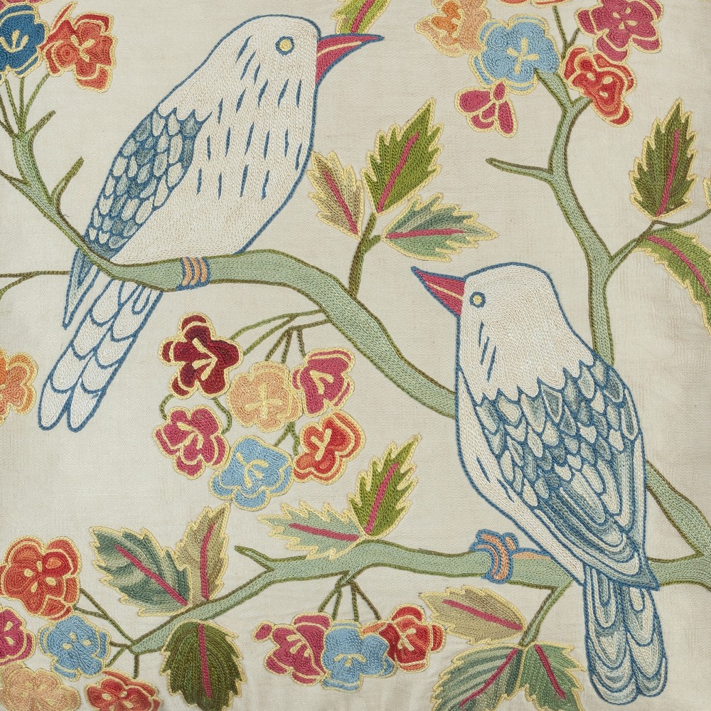 Embroidered 100% Silk Cushion Cover. Traditional Accent Pillow. Decorative Throw Pillow