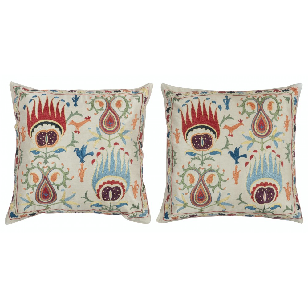 SET OF 2 - 100% Silk Cushion Covers. Embroidered Accent Pillows. Traditional Throw Pillows SET OF 2 - 100% Silk Cushion Covers. Embroidered Accent Pillows. Traditional Throw Pillows