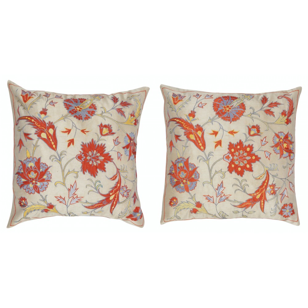 SET OF 2 - 100% Silk Cushion Covers. Embroidered Accent Pillows. Traditional Throw Pillows SET OF 2 - 100% Silk Cushion Covers. Embroidered Accent Pillows. Traditional Throw Pillows