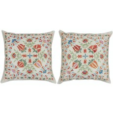 SET OF 2 - 100% Silk Cushion Covers. Embroidered Accent Pillows. Traditional Throw Pillows