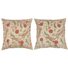 SET OF 2 - 100% Silk Accent Pillow Covers. Embroidered Cushions. Handmade Throw Pillows. Traditional Toss Pillows