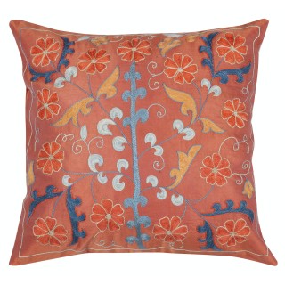 SET OF 2 - Embroidered 100% Silk Cushion Covers. Handmade Accent Pillows. Traditional Pillowcases. Lace Pillows