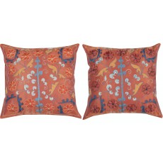 SET OF 2 - Embroidered 100% Silk Cushion Covers. Handmade Accent Pillows. Traditional Pillowcases. Lace Pillows