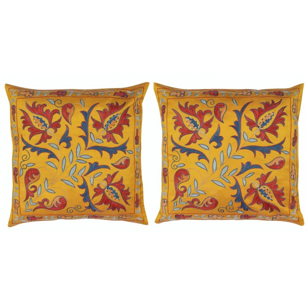 SET OF 2 - Embroidered 100% Silk Cushion Covers. Handmade Accent Pillows. Traditional Pillowcases. Lace Pillows SET OF 2 - Embroidered 100% Silk Cushion Covers. Handmade Accent Pillows. Traditional Pillowcases. Lace Pillows