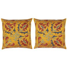SET OF 2 - Embroidered 100% Silk Cushion Covers. Handmade Accent Pillows. Traditional Pillowcases. Lace Pillows